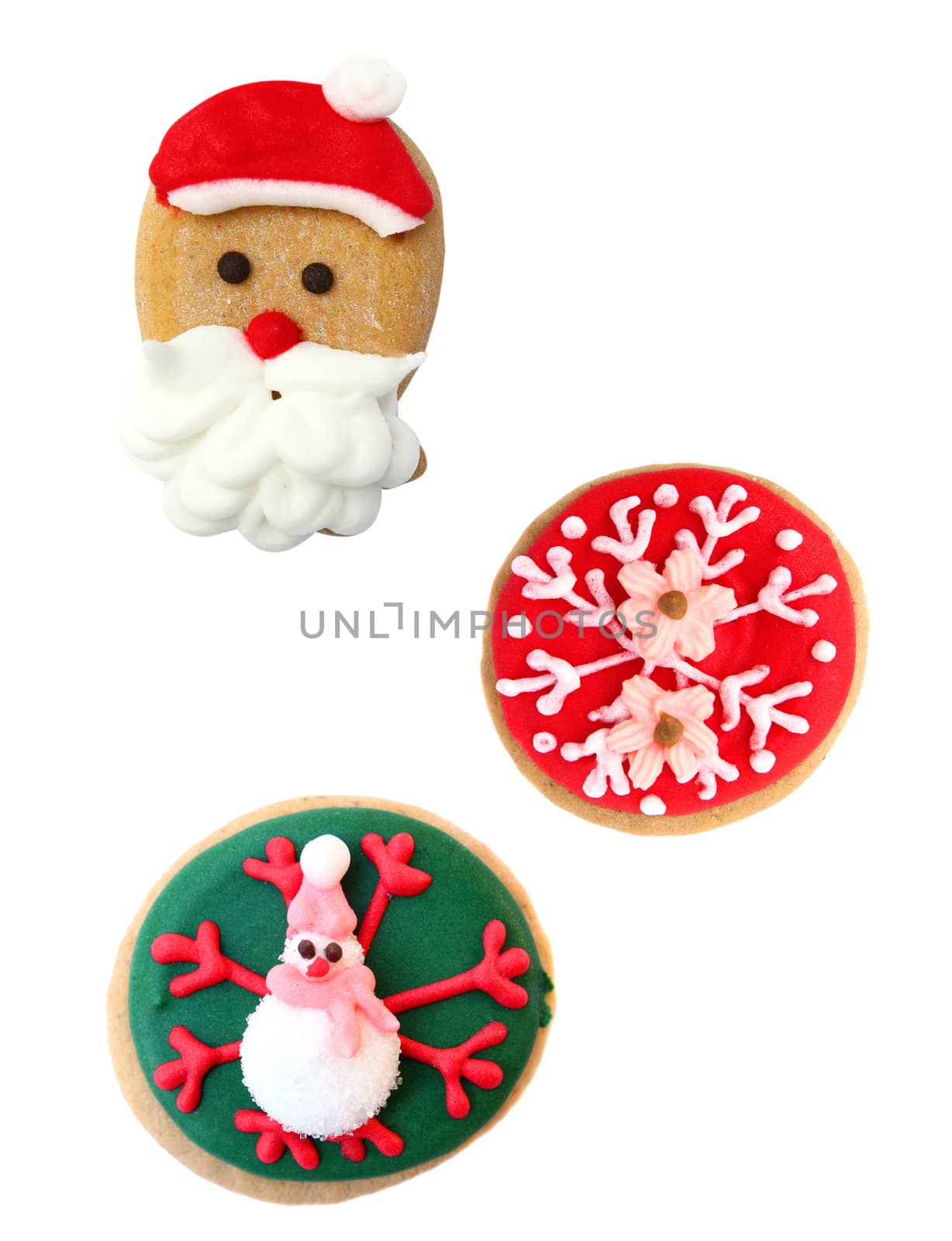 Various of decorated gingerbread isolated on white background