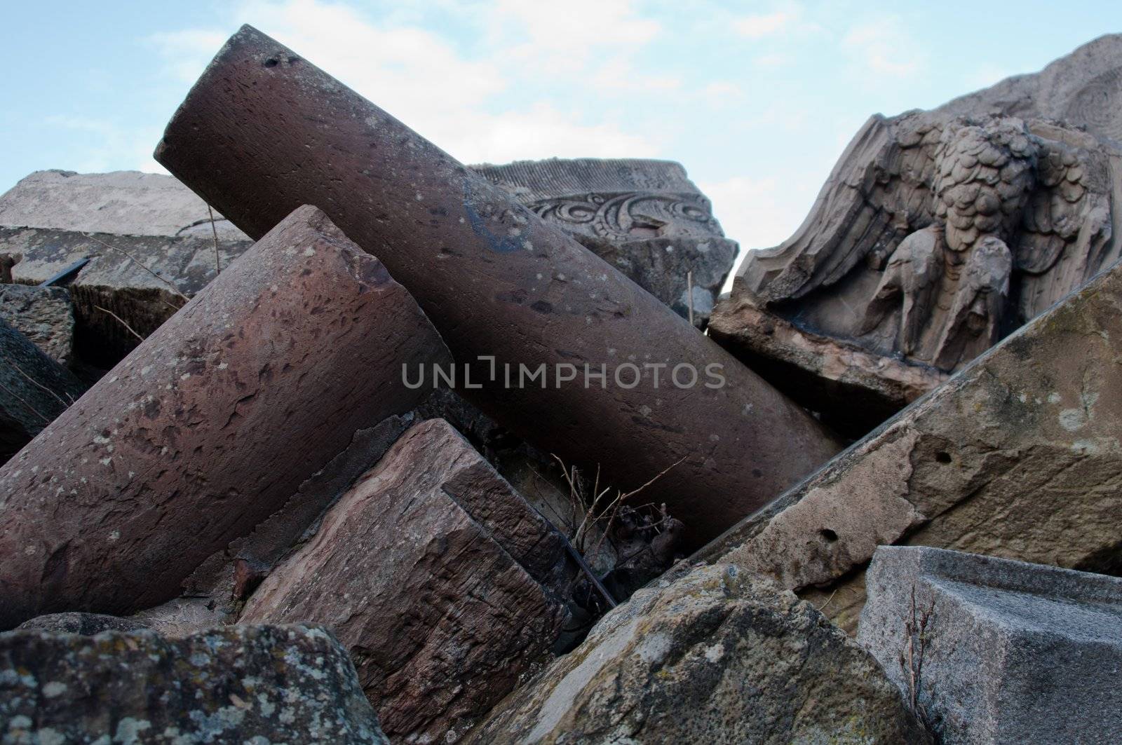 World War 2 memorial with left over ruins at Birkenkopf (Monte Scherbelino) in Stuttgart, Germany