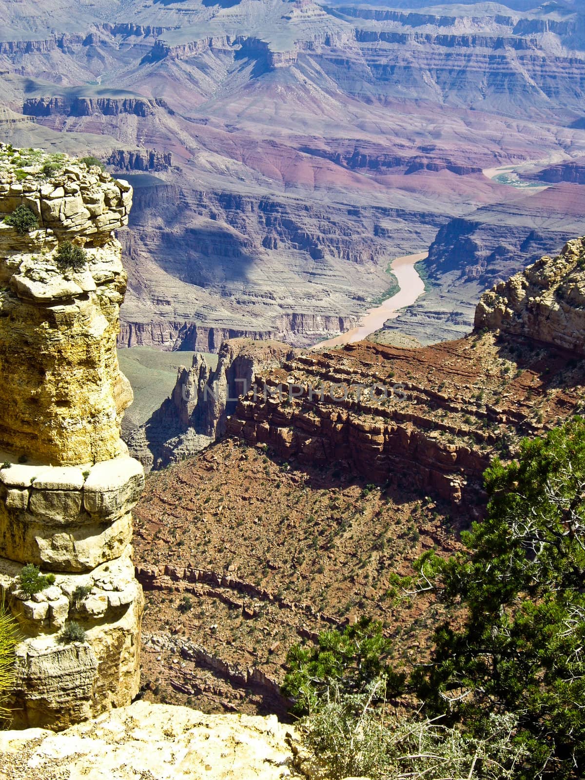 View of Colorado River on floor of Grand Canyon Arizona