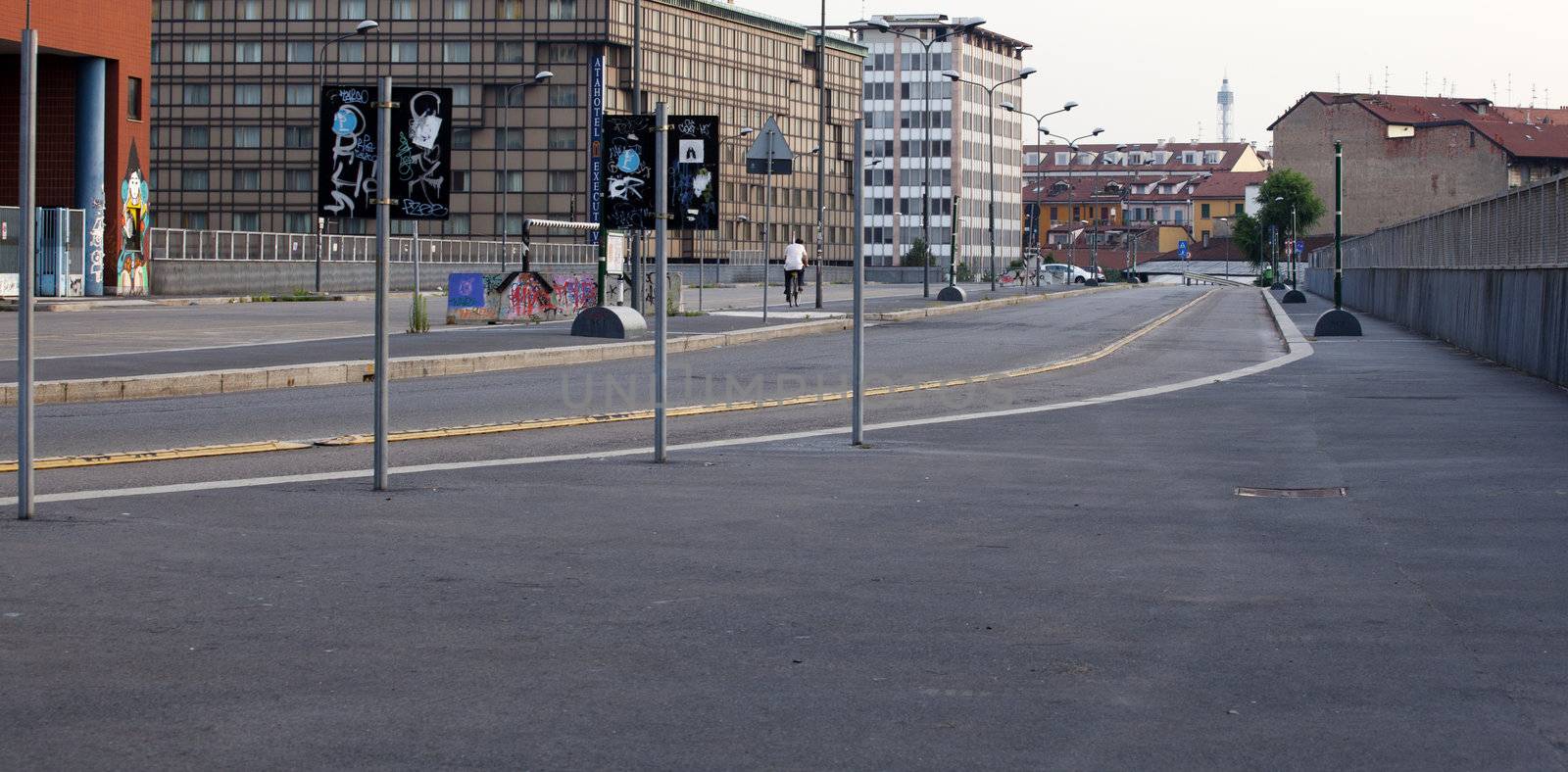 View of empty road, Milan - Italy