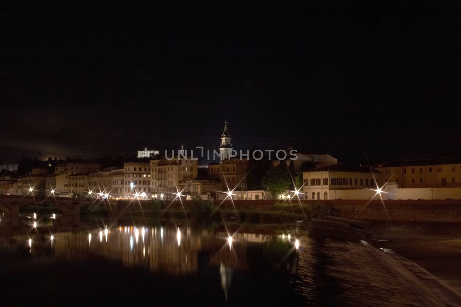 View of Florence at night, Italy