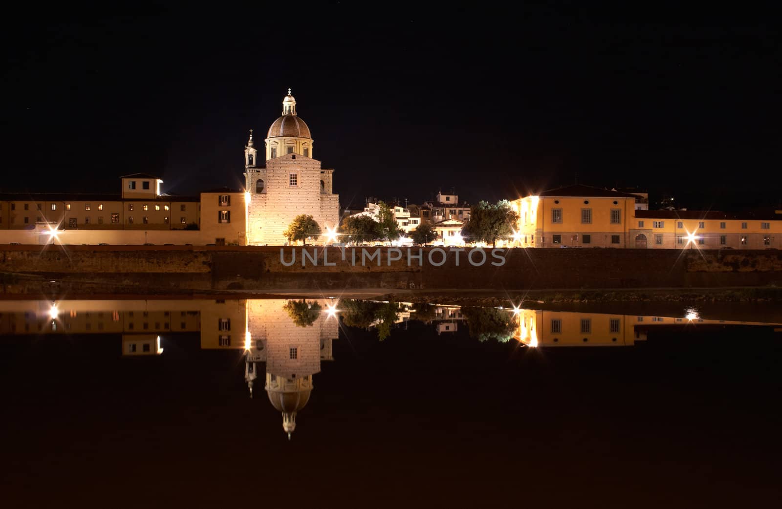 View of Florence at night, Italy