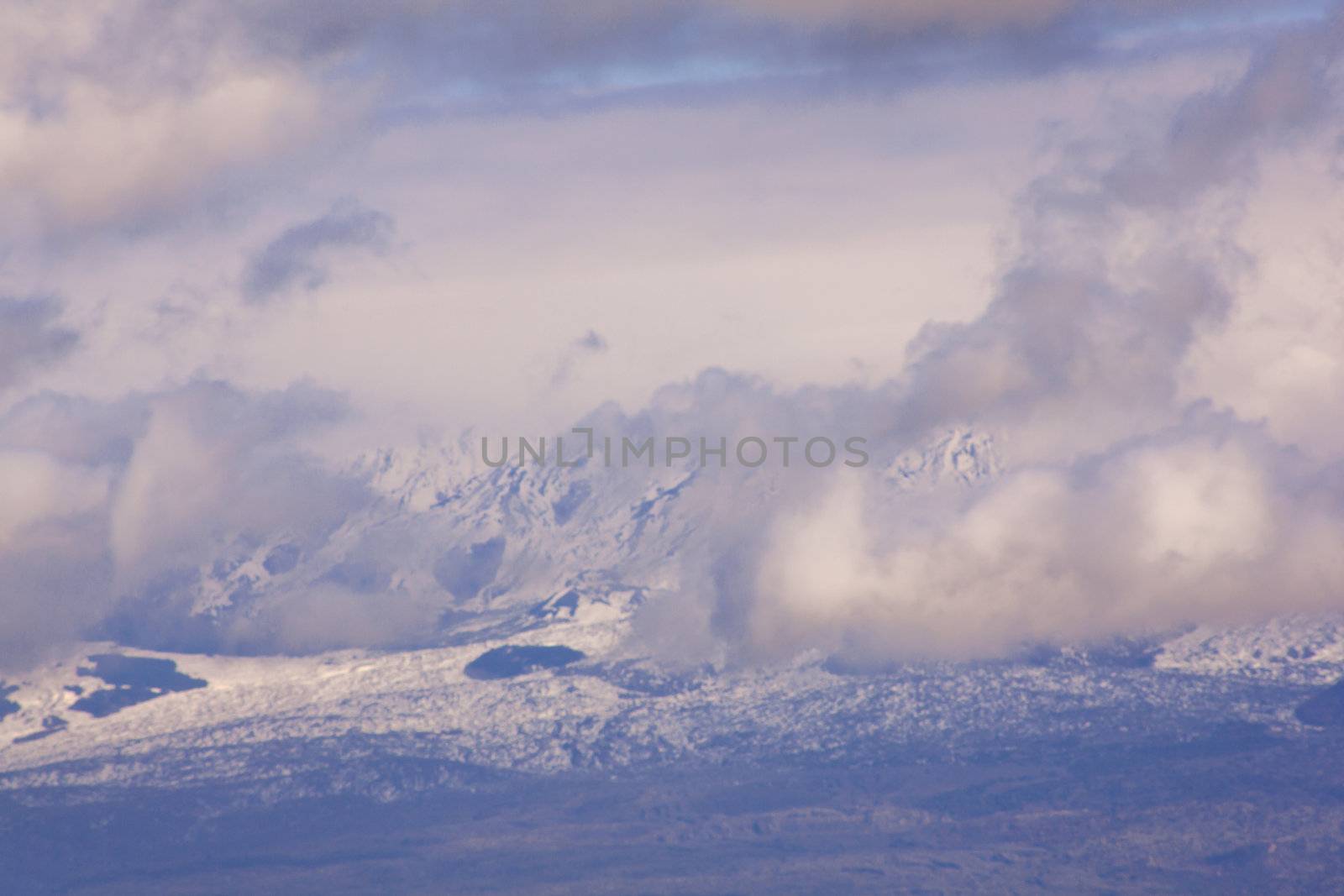 View of Monti Nebrodi with snow and clouds