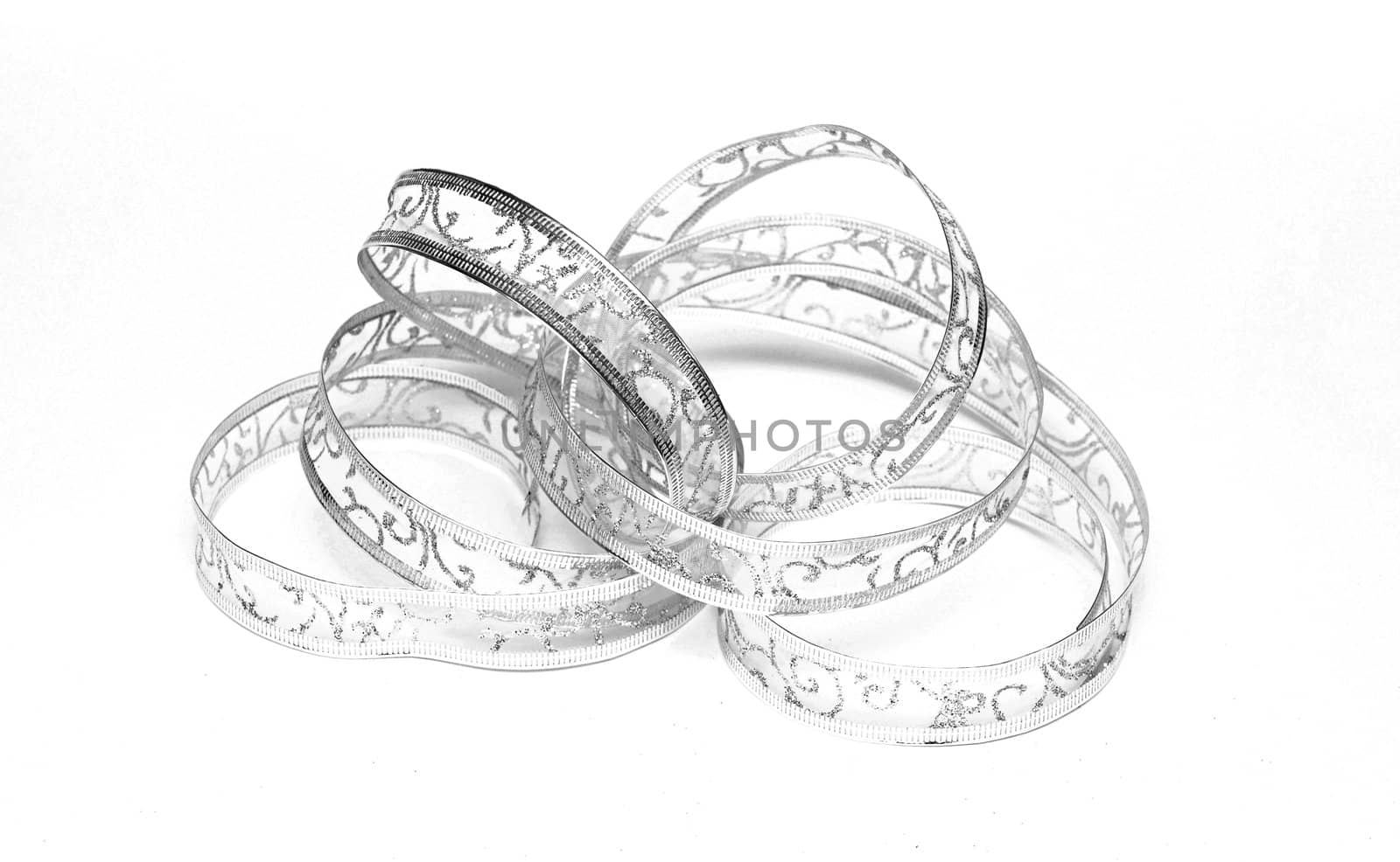 silver ribbon serpentine on a white background