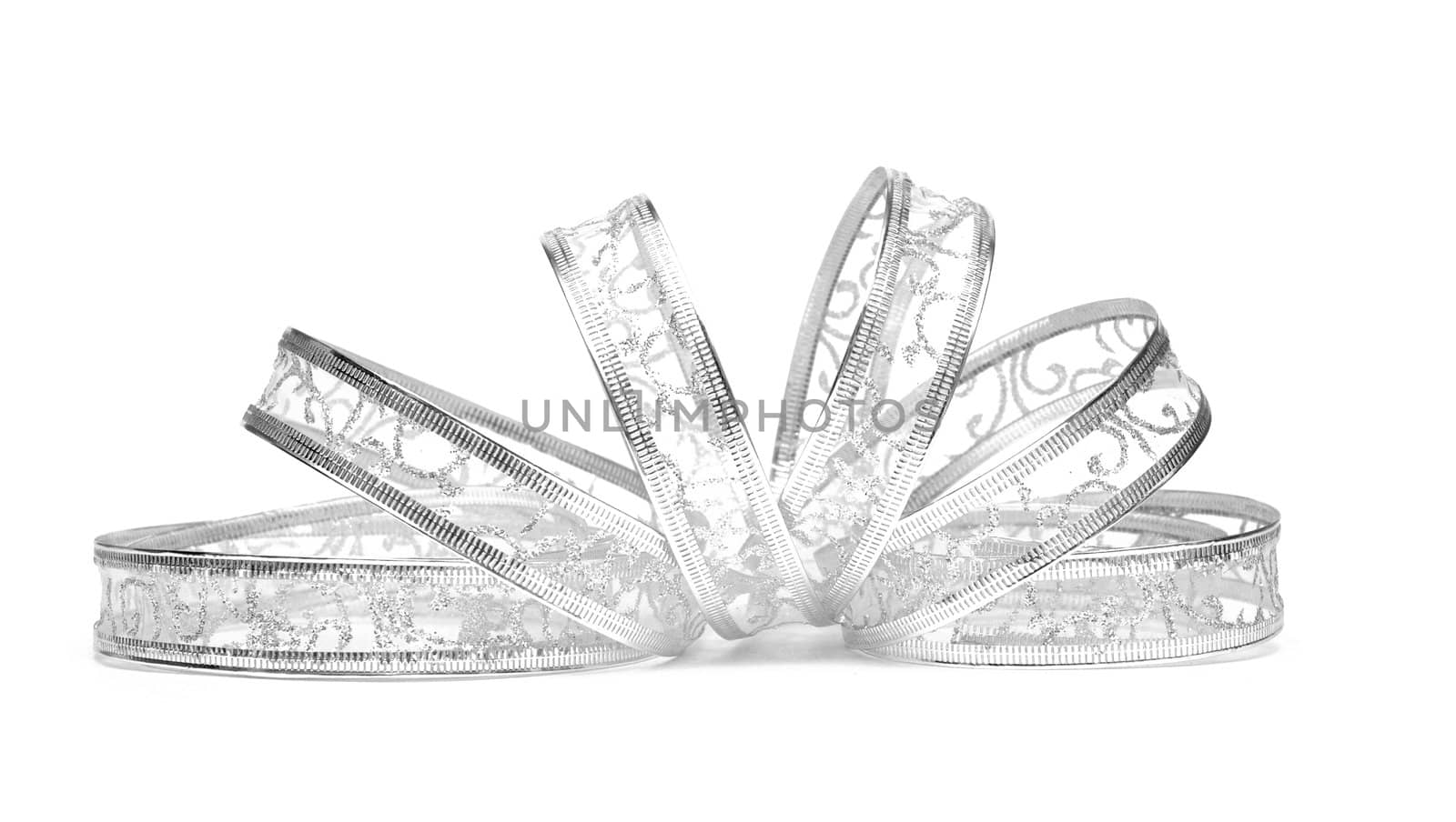 silver ribbon serpentine on a white background