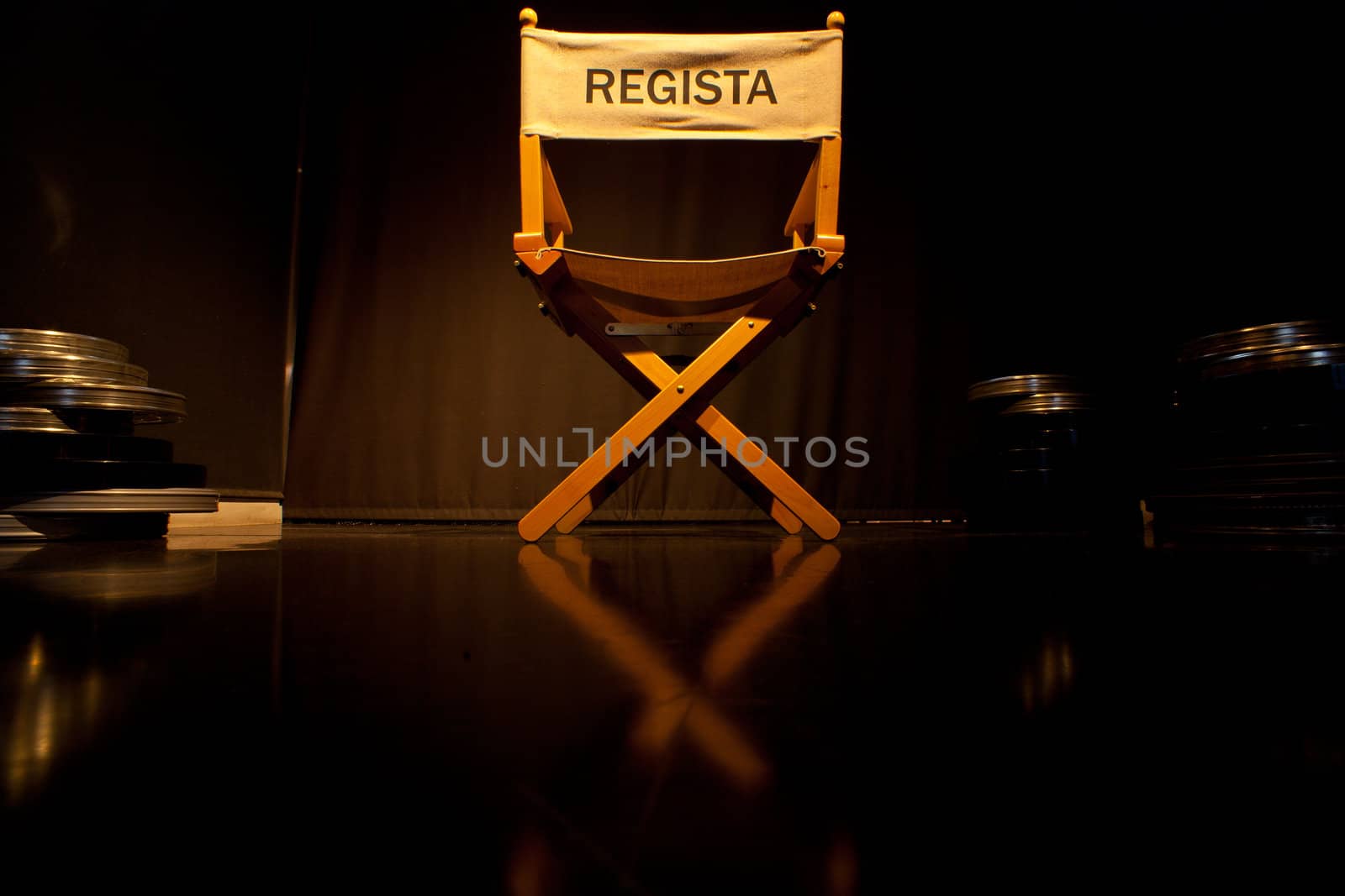 Photo of Director Chair on black background