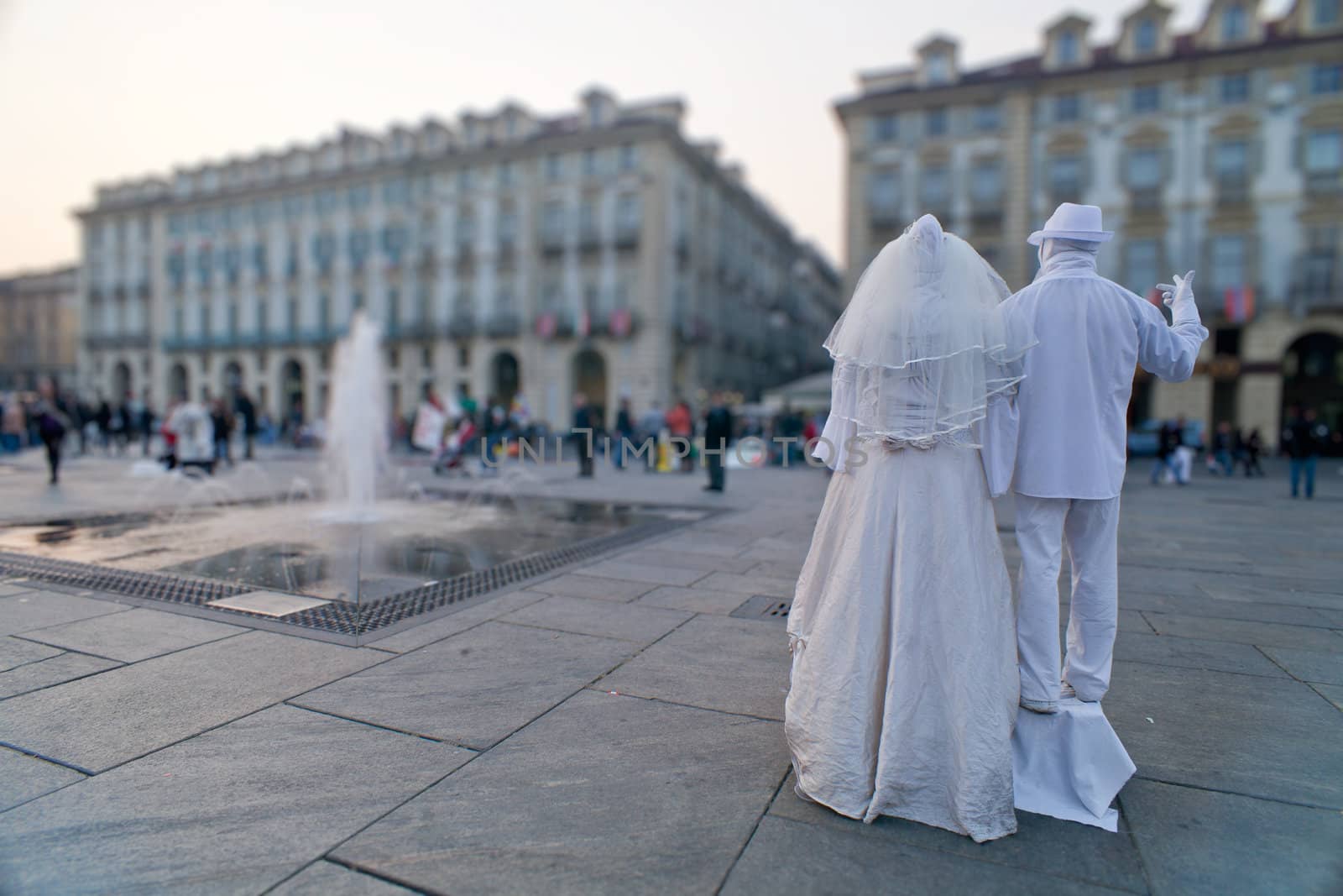 Mime in Piazza Castello, square in Turin - Italy