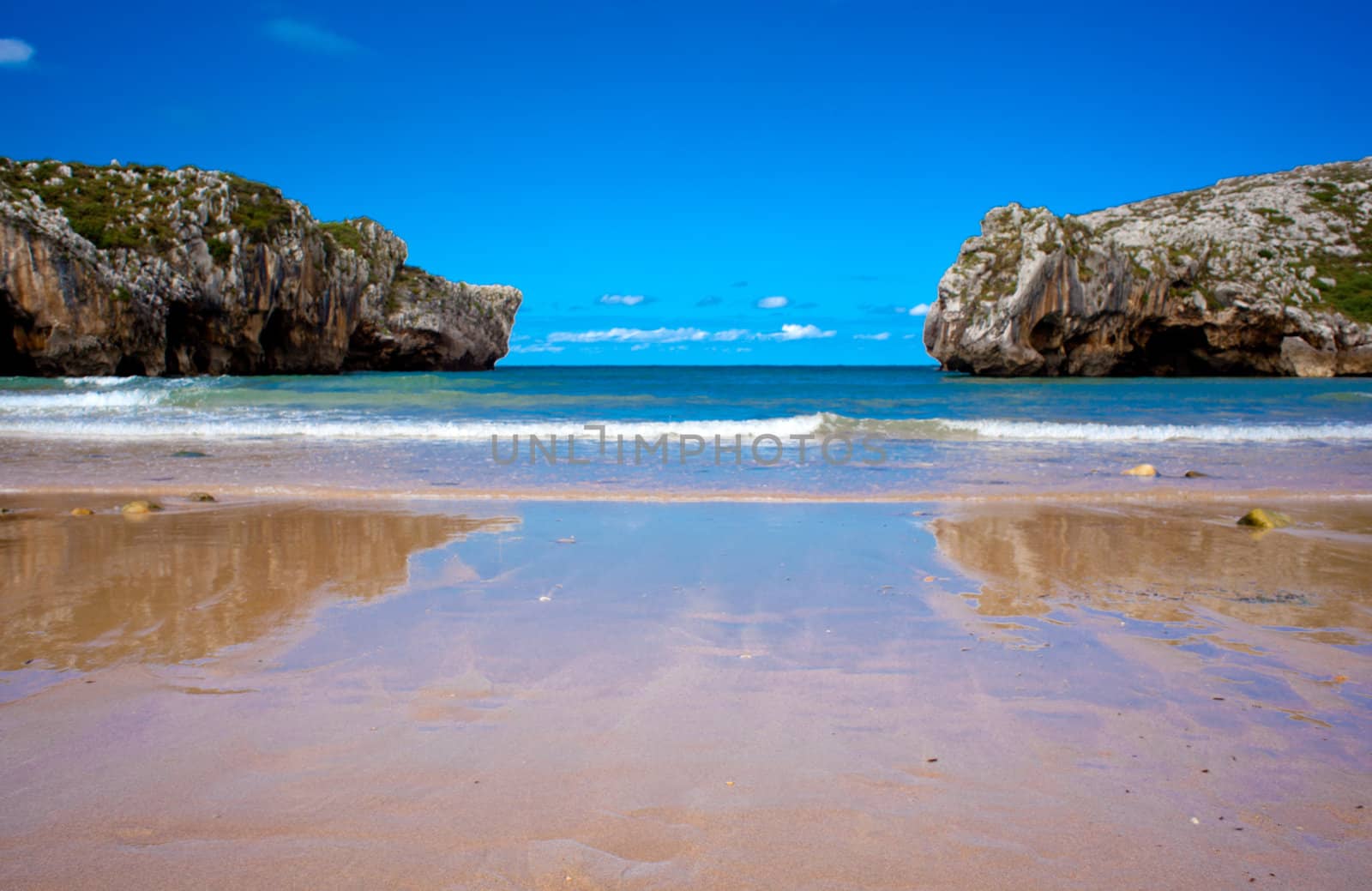 Beach of Cuevas del Mar, Nueva de Llanes - Asturias in Spain