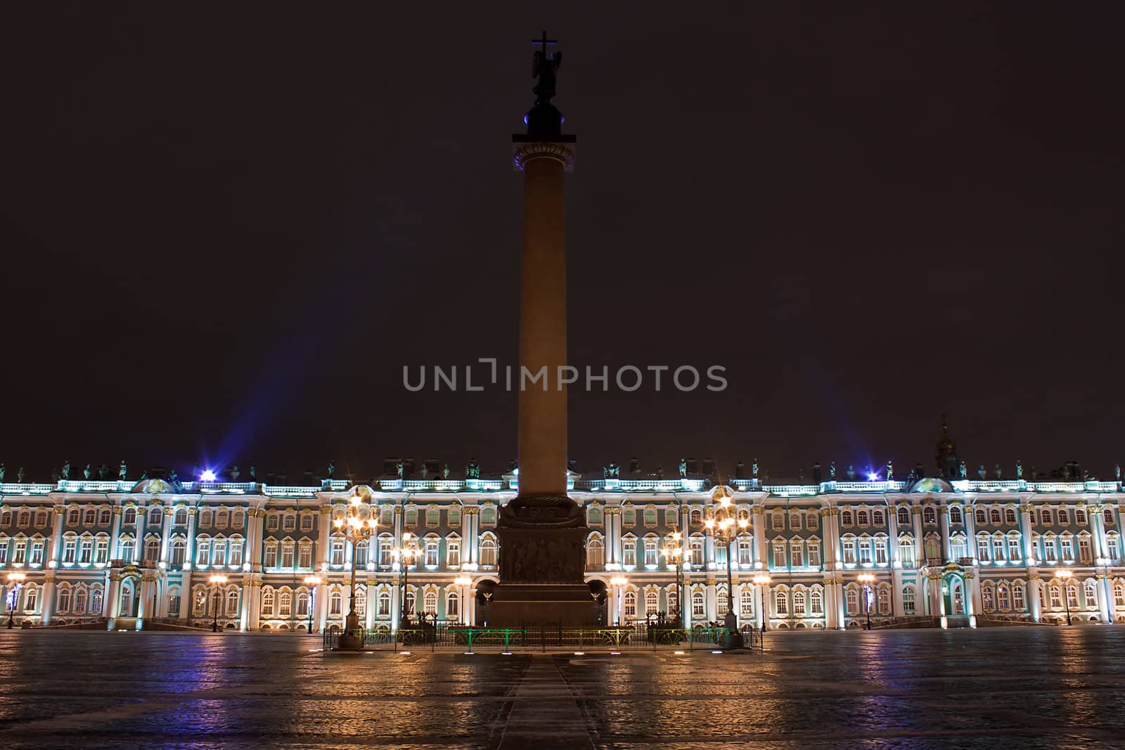 Winter Palace and Alexander Column on Palace Square in St. Petersburg