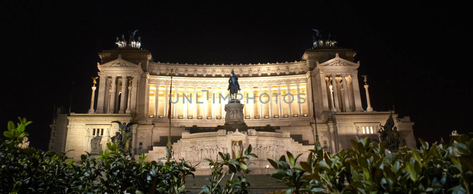 Altare della Patria - The National Monument to Victor Emmanuel II shot at night in Rome, Italy