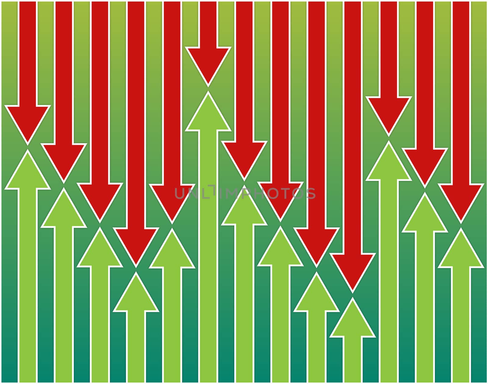background of green and red arrows ups and downs