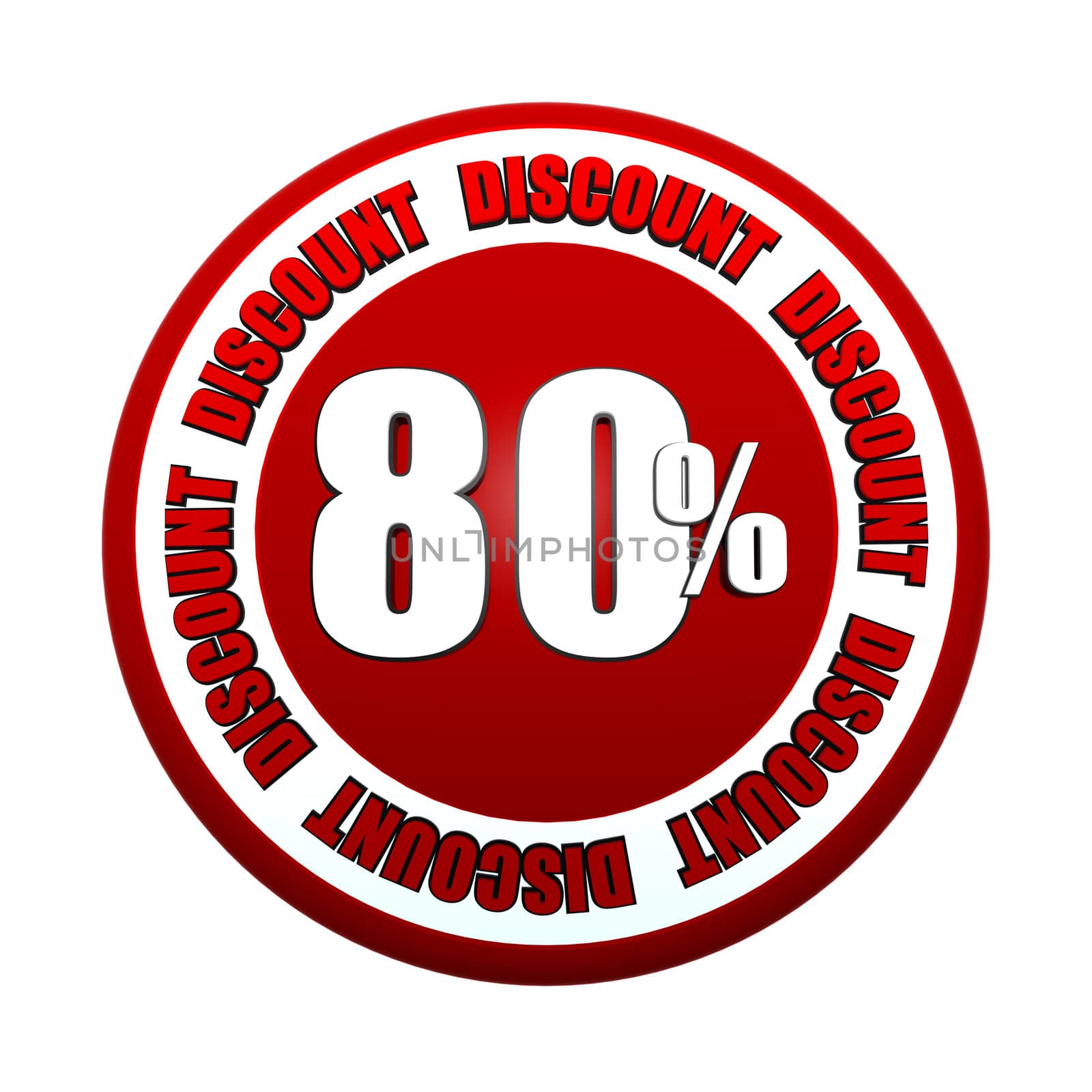 80 percentages discount 3d red circle label by marinini