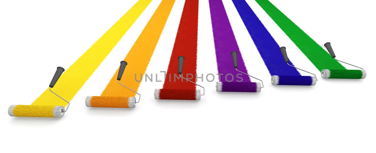 3D render of paint rollers