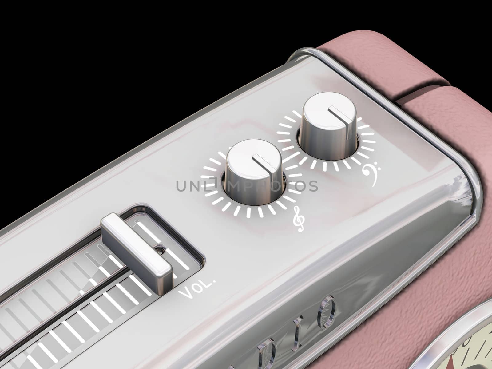 3D render of a close up of a retro radio