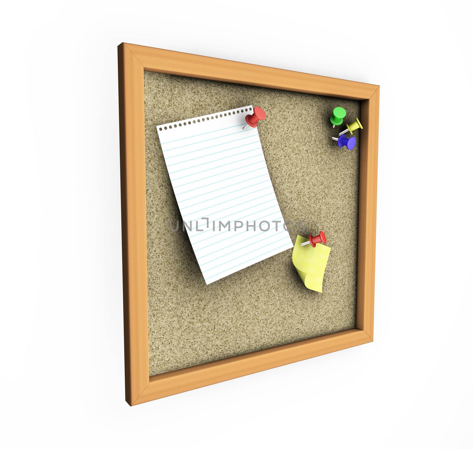 3D render of a cork board