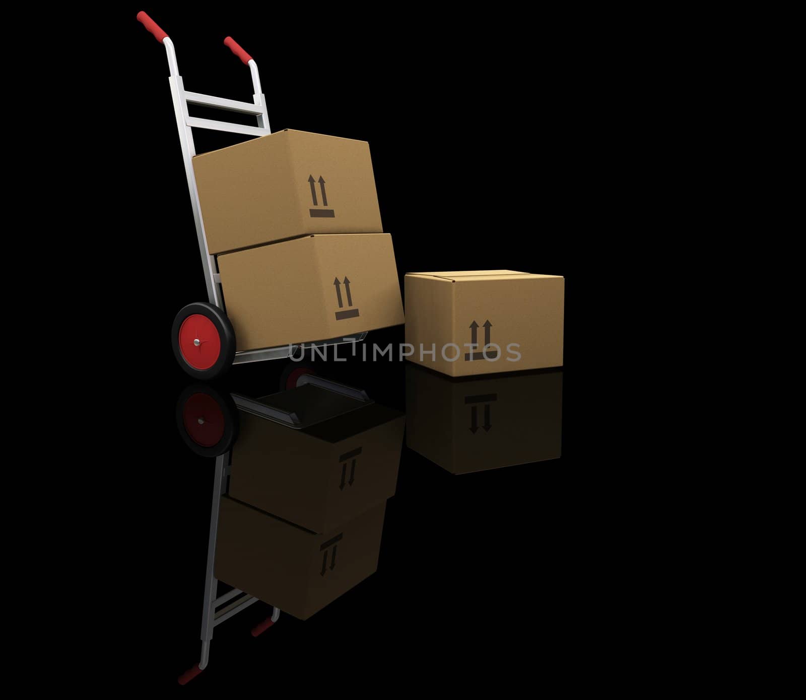 Hand truck with boxes by kjpargeter