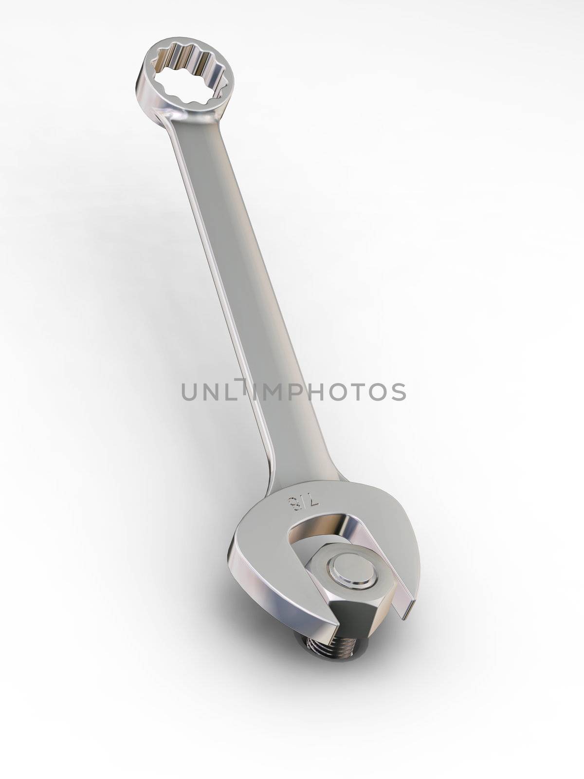 Spanner with nut and bolt by kjpargeter