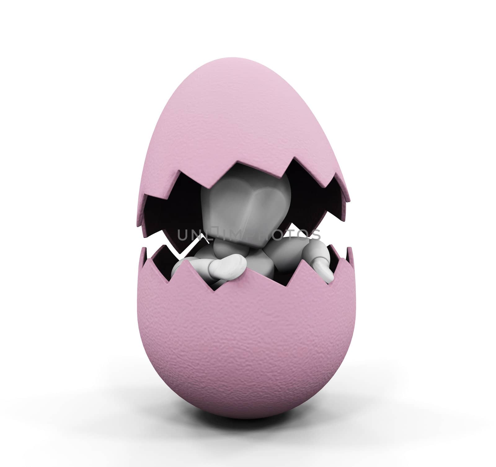 3D render of someone inside an Easter egg