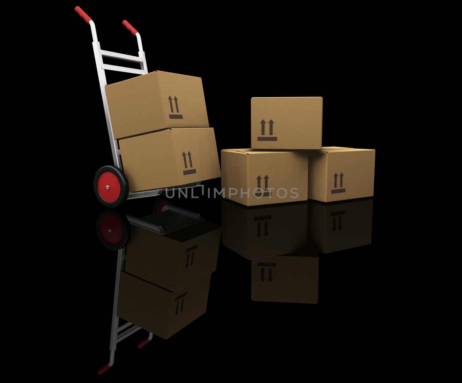 Hand truck with boxes by kjpargeter