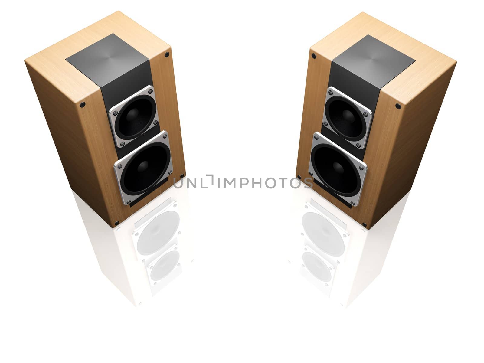 3D render of speakers isolated on white background