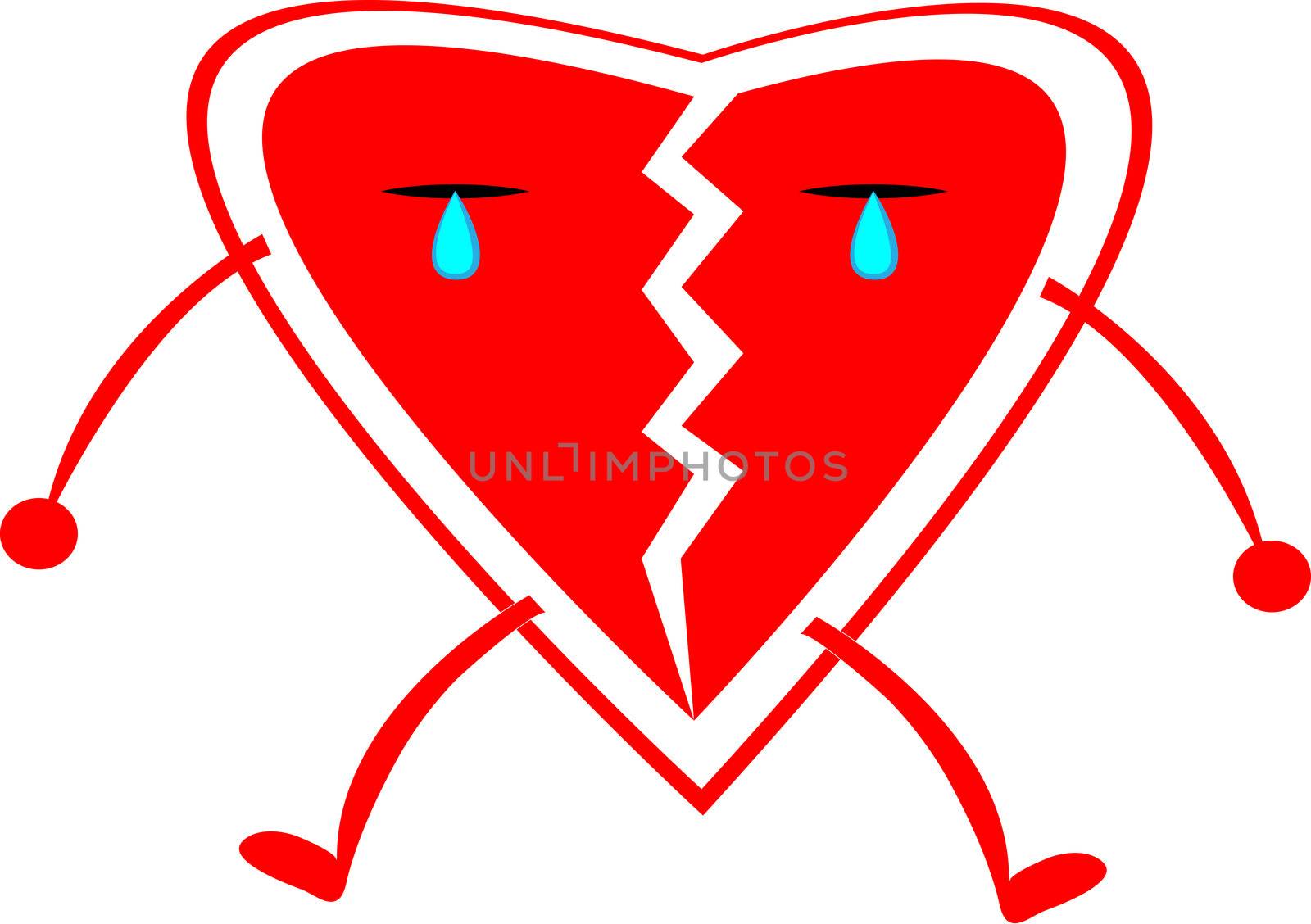 A Broken Heart on a white background