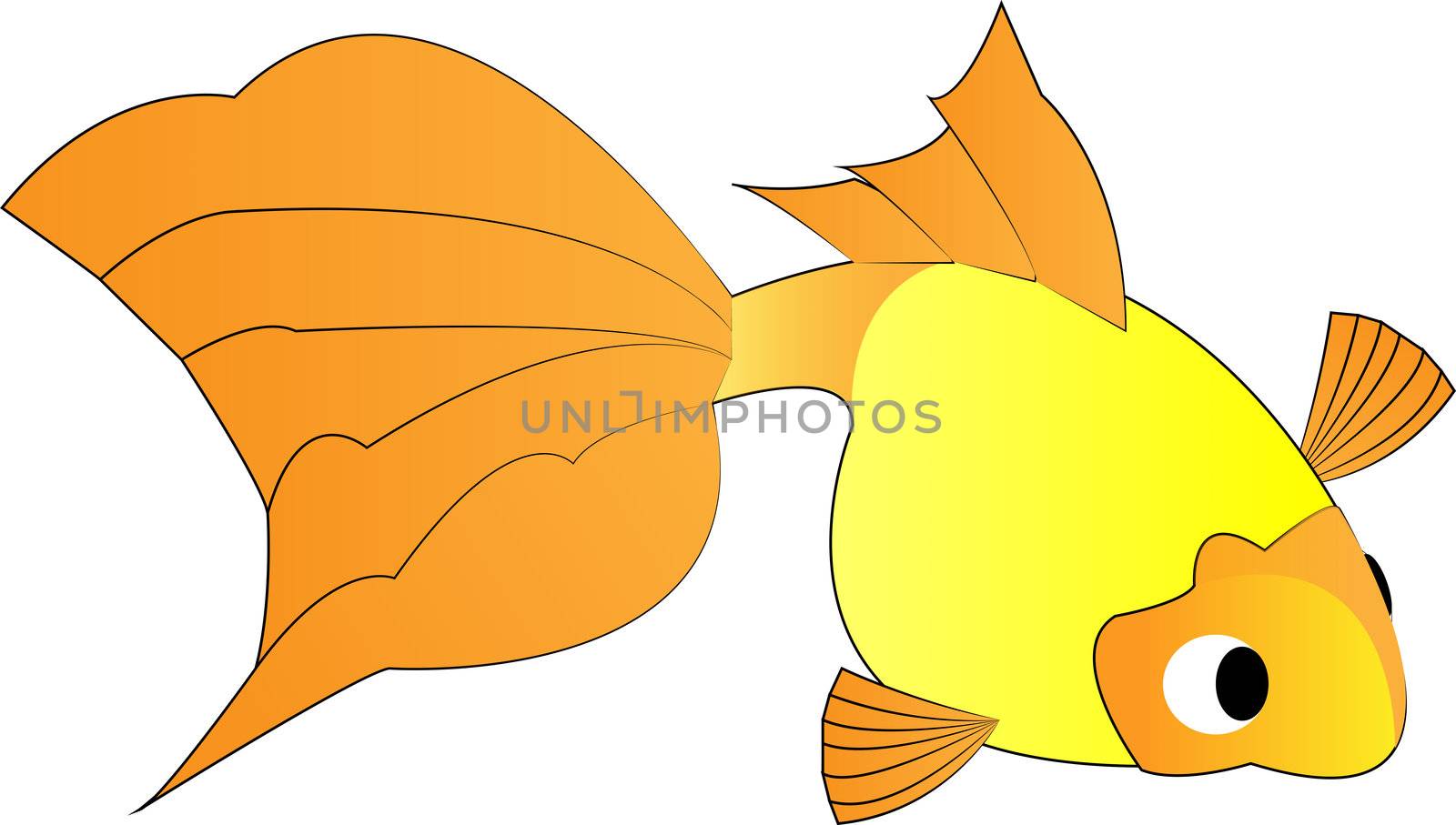 illustration of a cute shining goldfish on white background