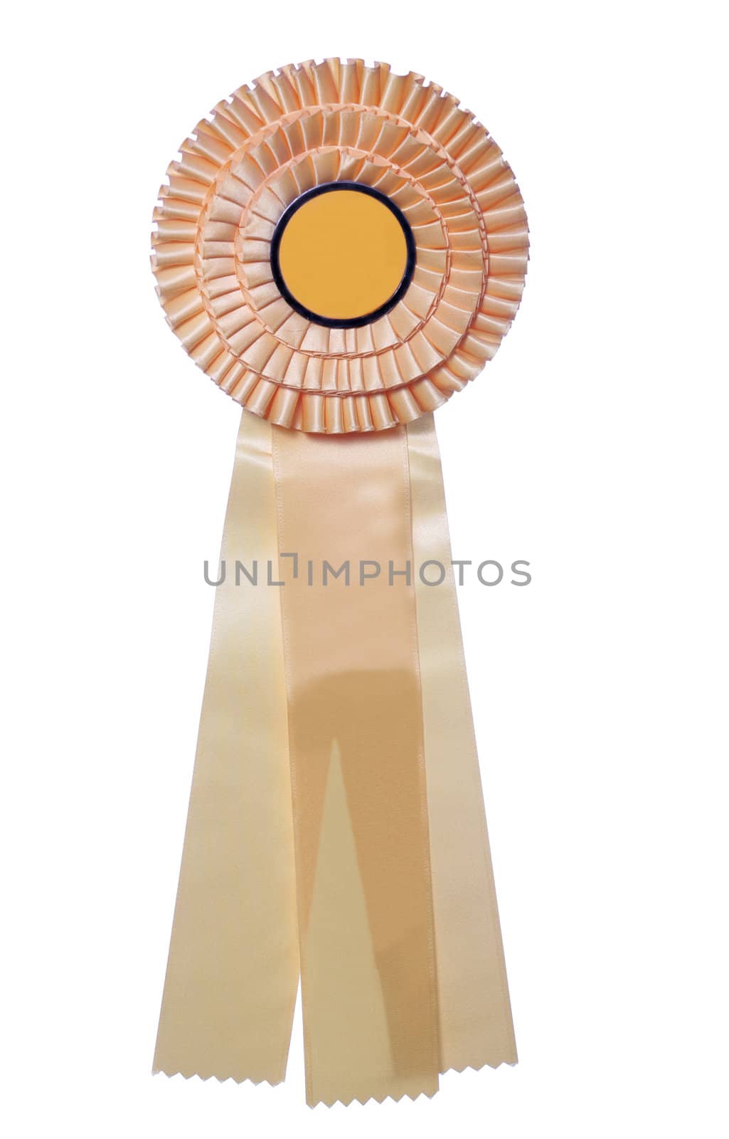 Golden ribbon isolated on white for award or prize