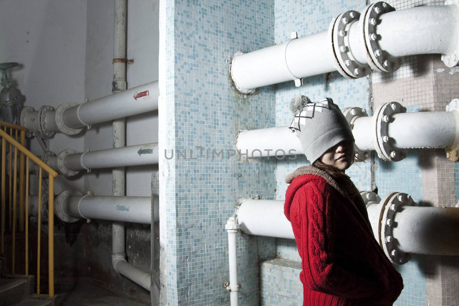 Asian woman in a factory showing its stress and sadness