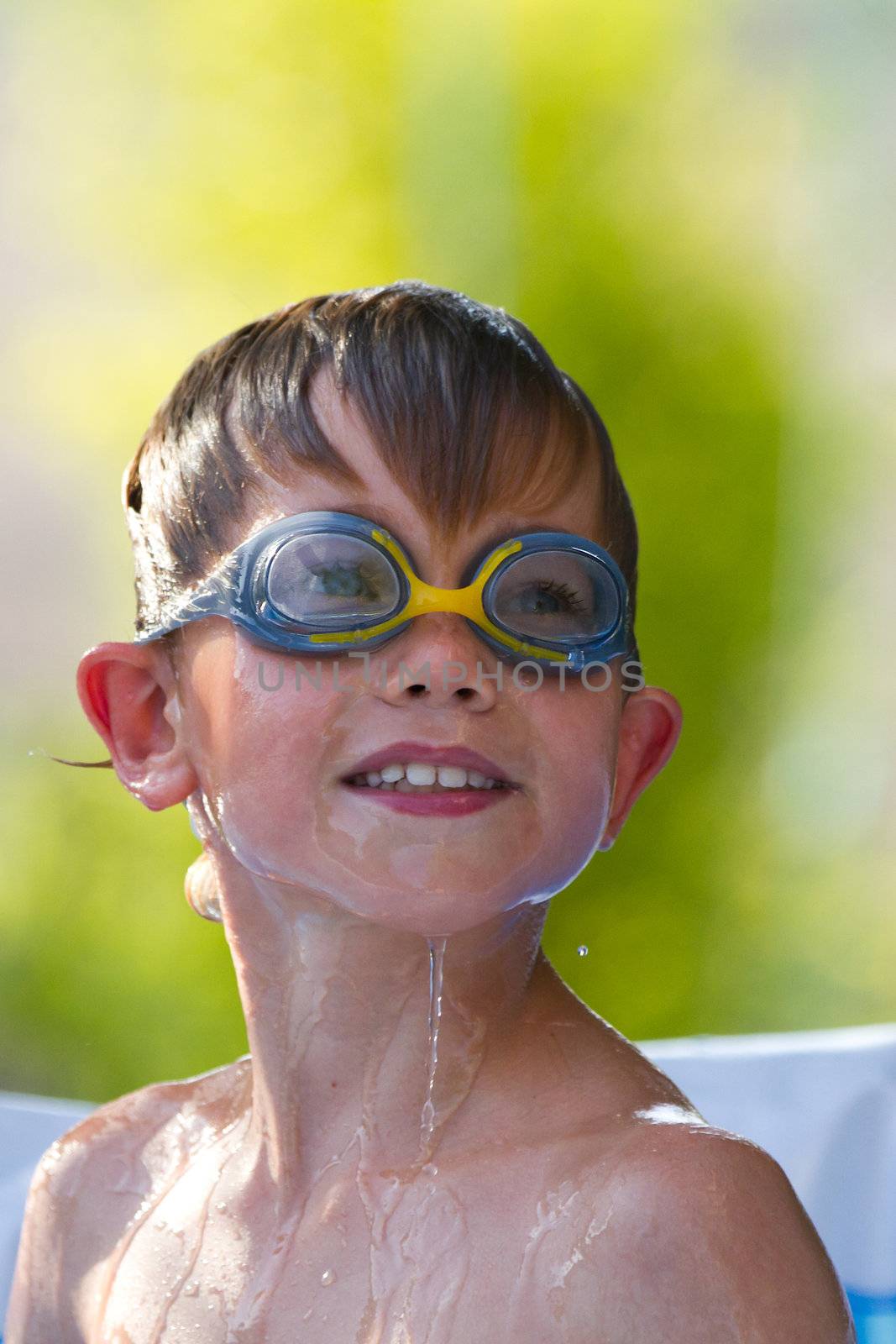 Young child playing in the water