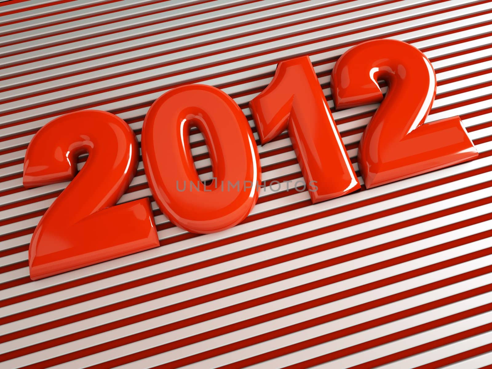 3d new year 2012 shape on striped background