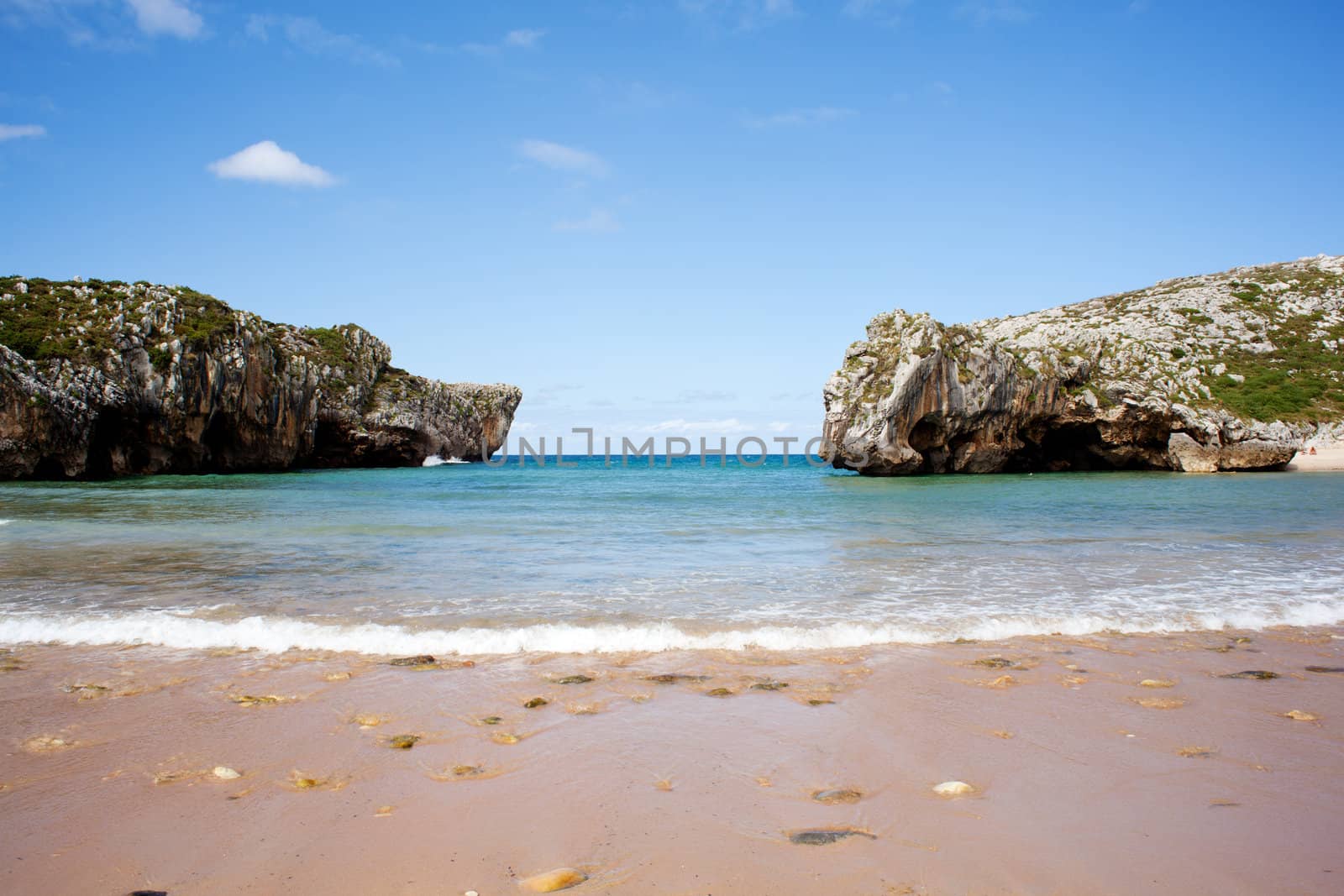 Beach of Cuevas del Mar, Nueva de Llanes - Asturias in Spain