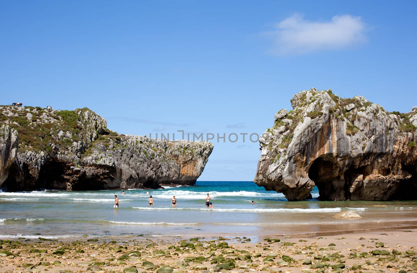 Beach of Cuevas del Mar, Nueva de Llanes - Asturias in Spain