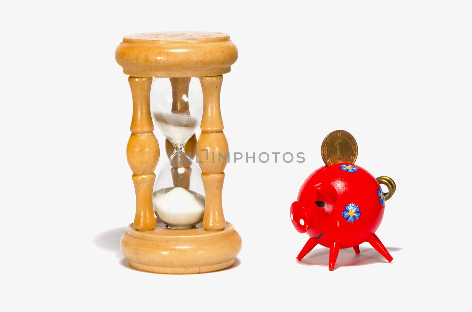 object isolated white shadow hourglass and pig-box by sauletas