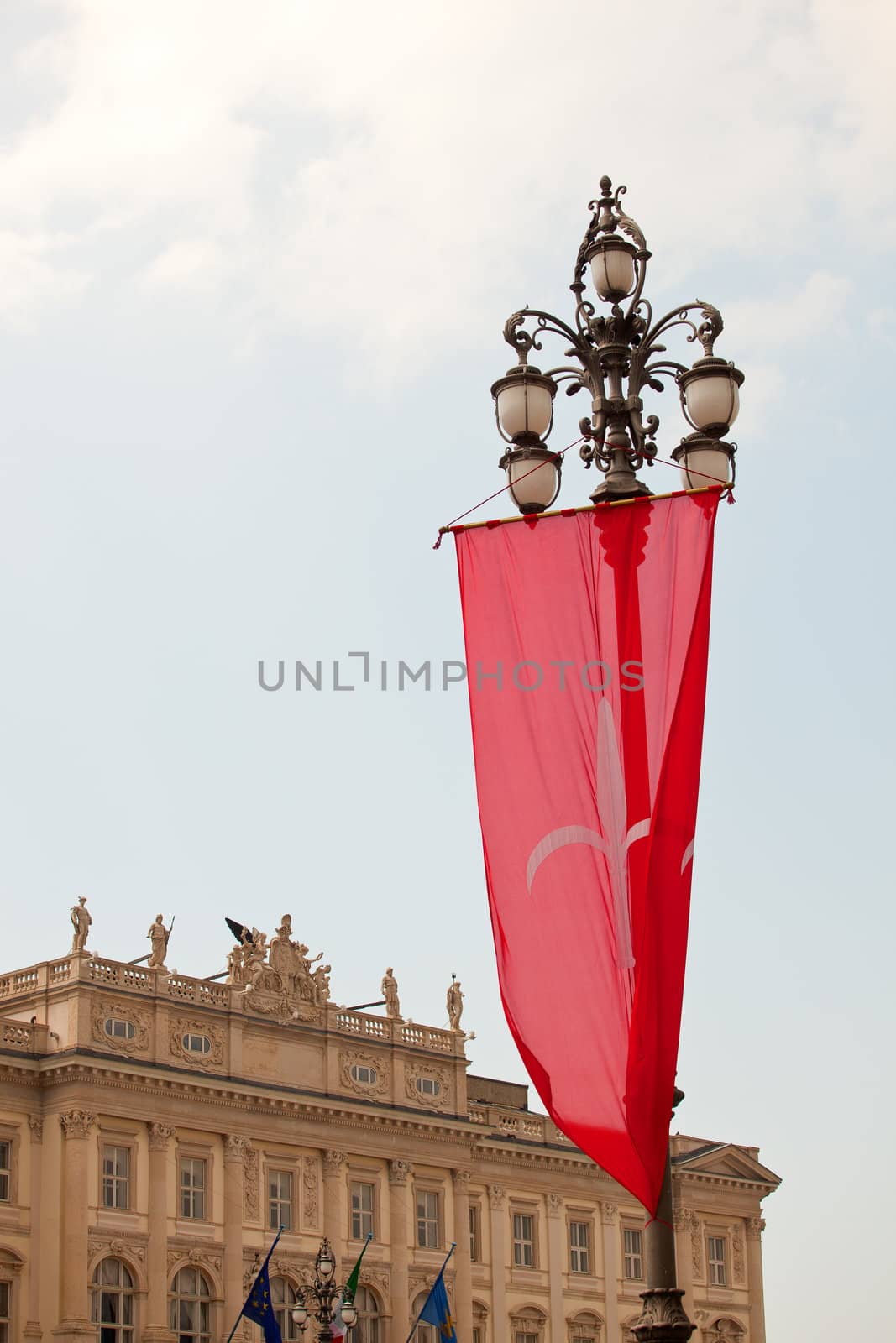 Trieste's gonfalon on a street light