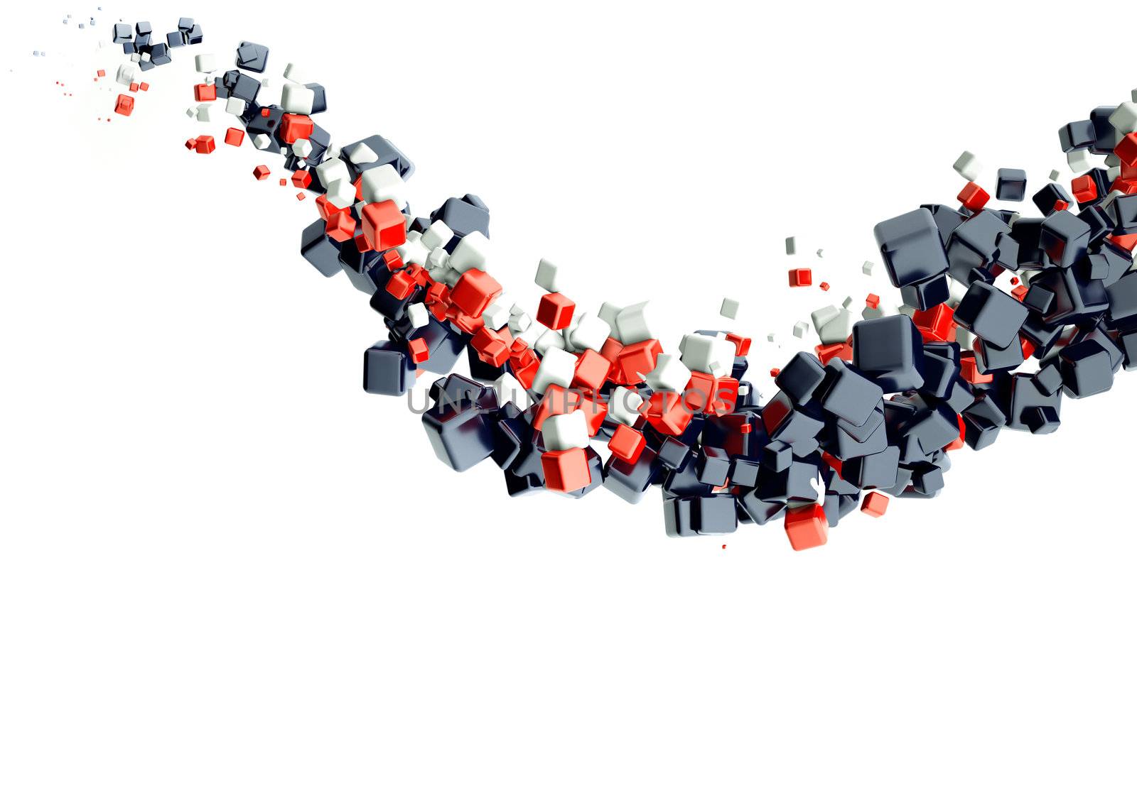 3d abstract background with glossy black and red cubes