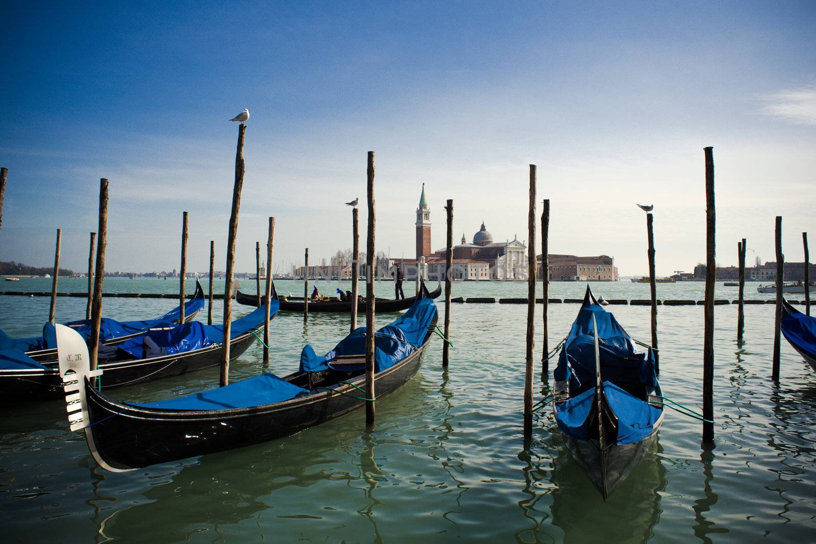 View of gondole in Venice