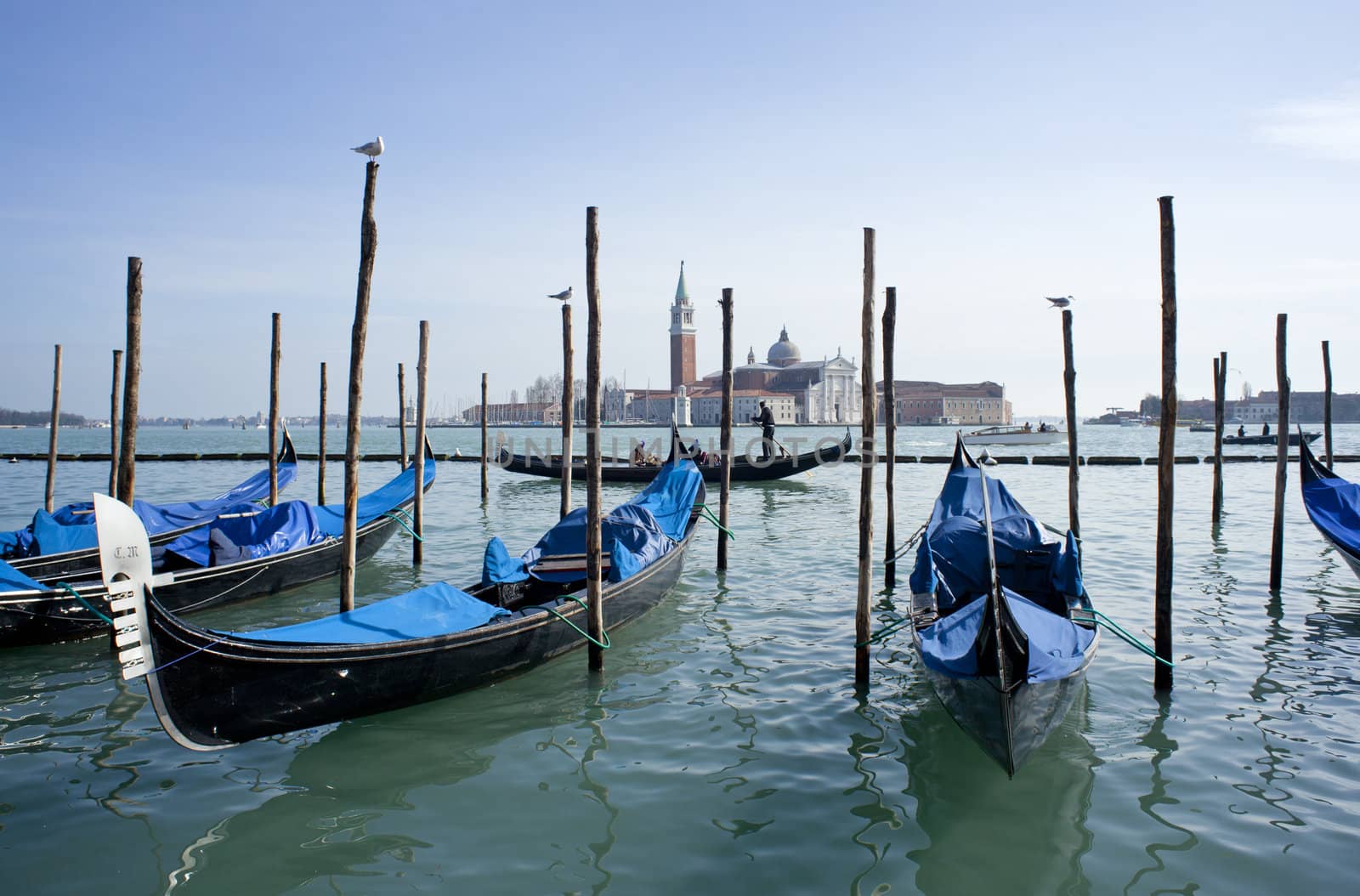 View of gondole in Venice