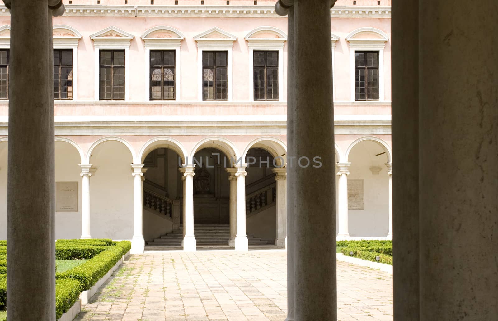 Yard with colonnade in Venice, Italy
