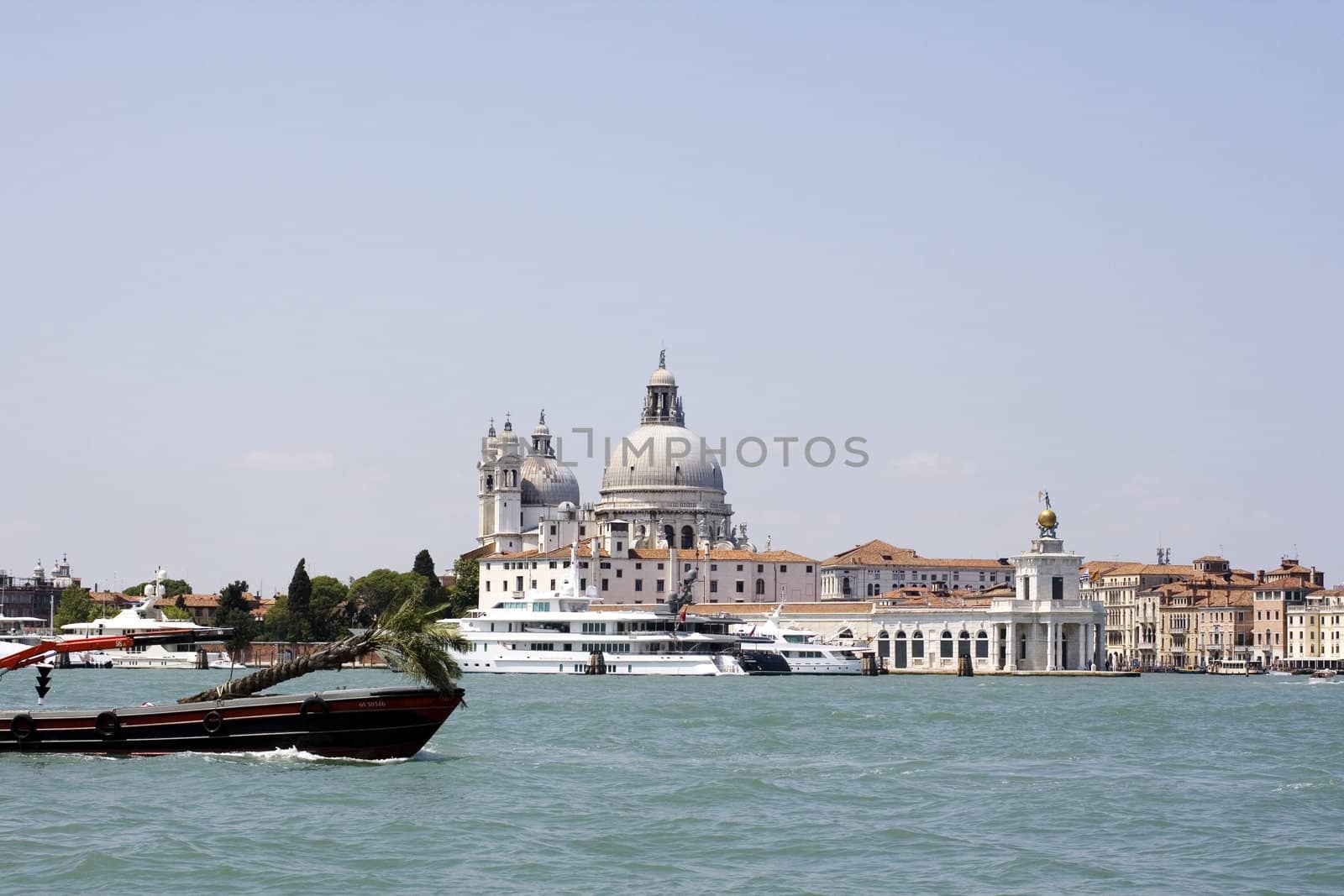 View of boat in the Venice lagoon