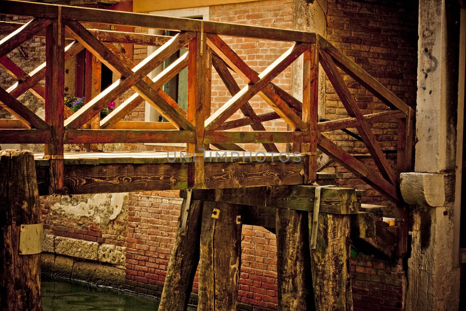 View of Wooden bridge, Venice