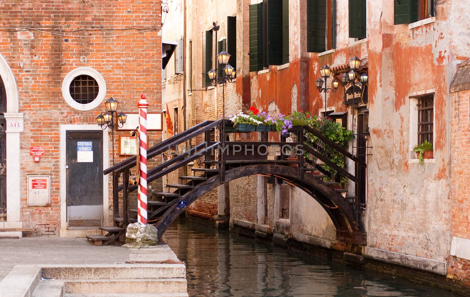 View of Wooden bridge, Venice