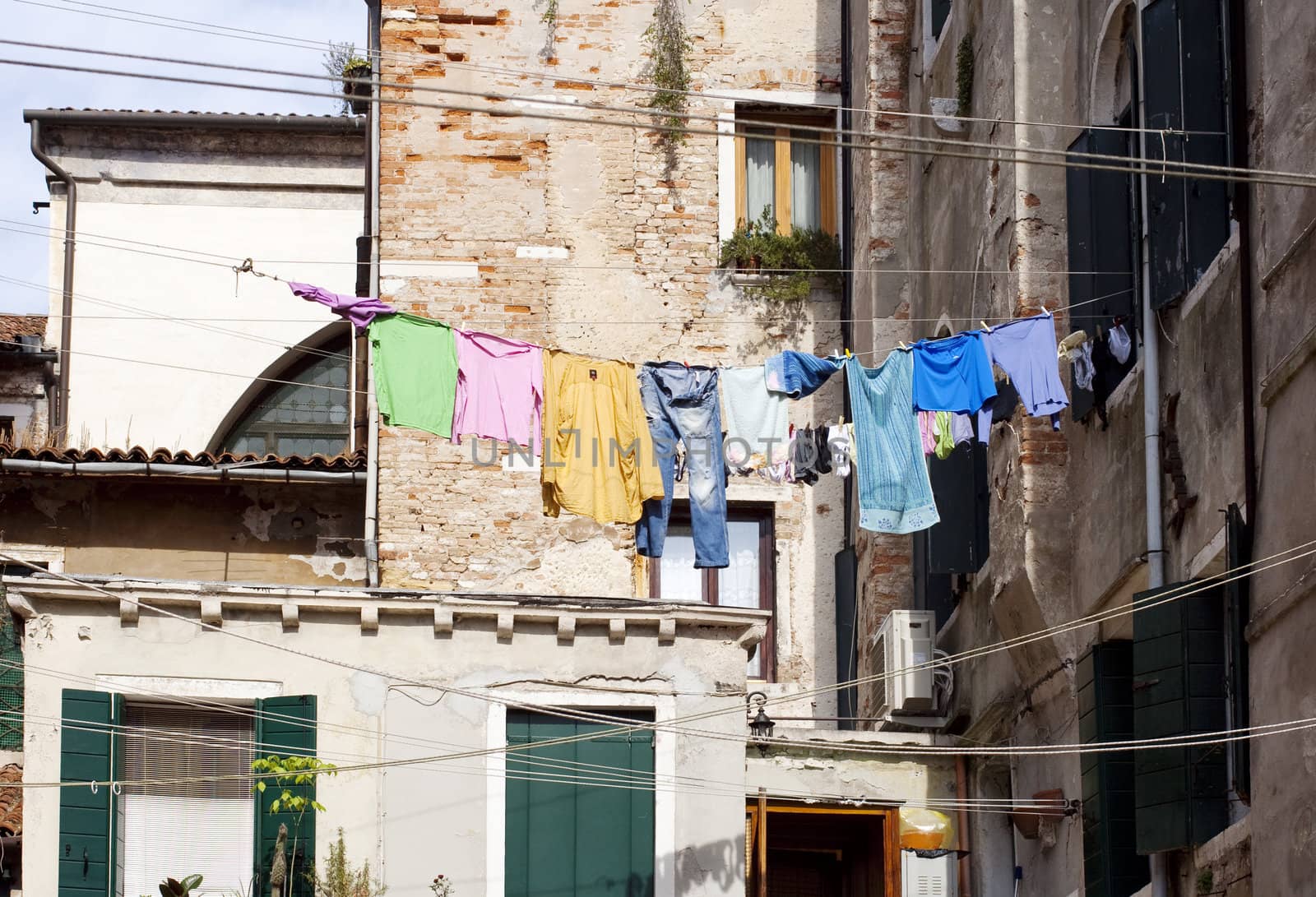 Laundry hanging to dry on a clothes-line