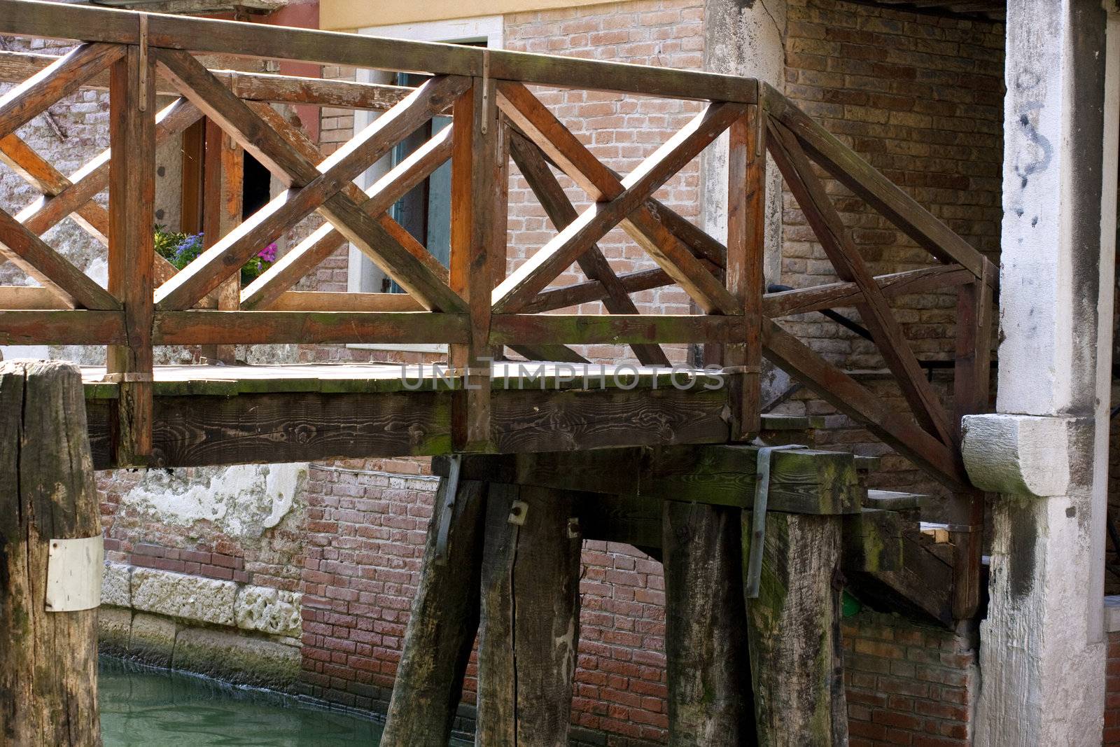 View of Wooden bridge, Venice