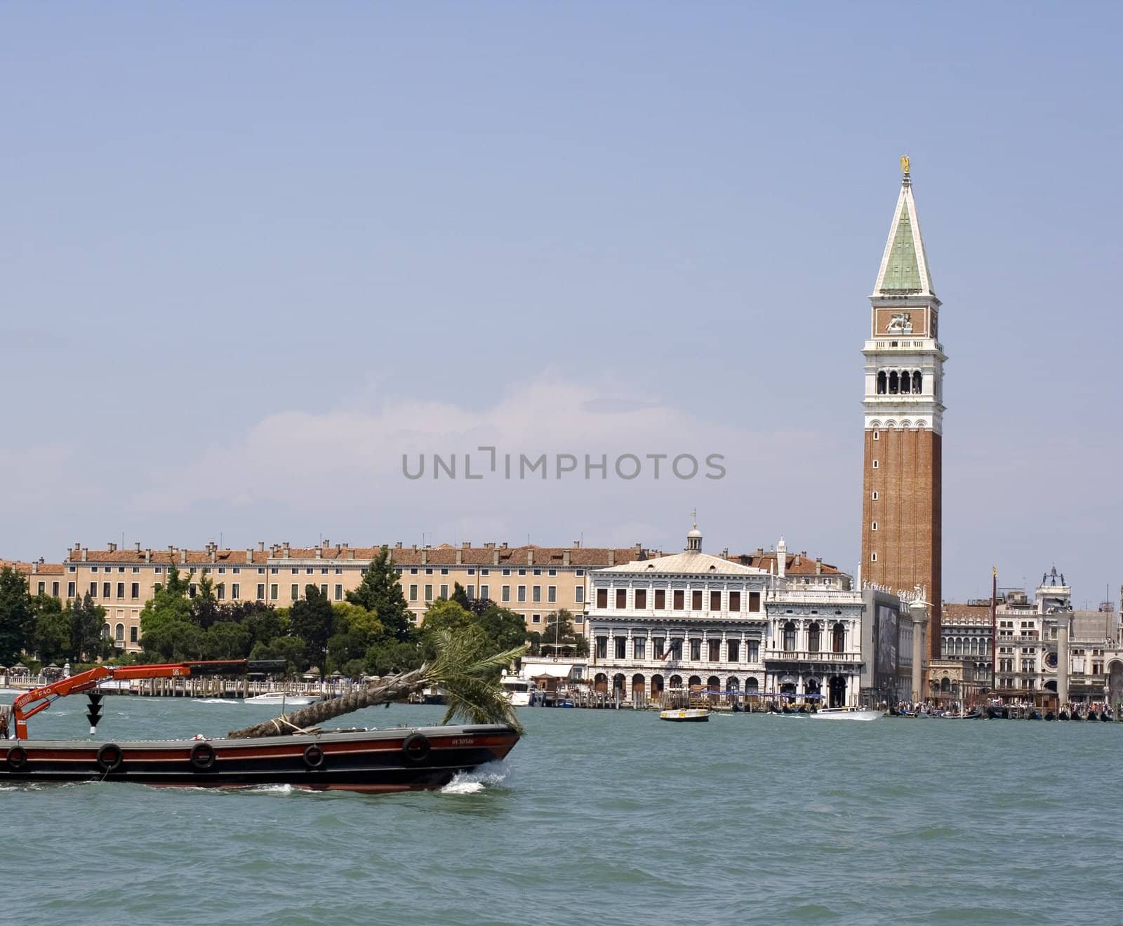 View of boat in the Venice lagoon