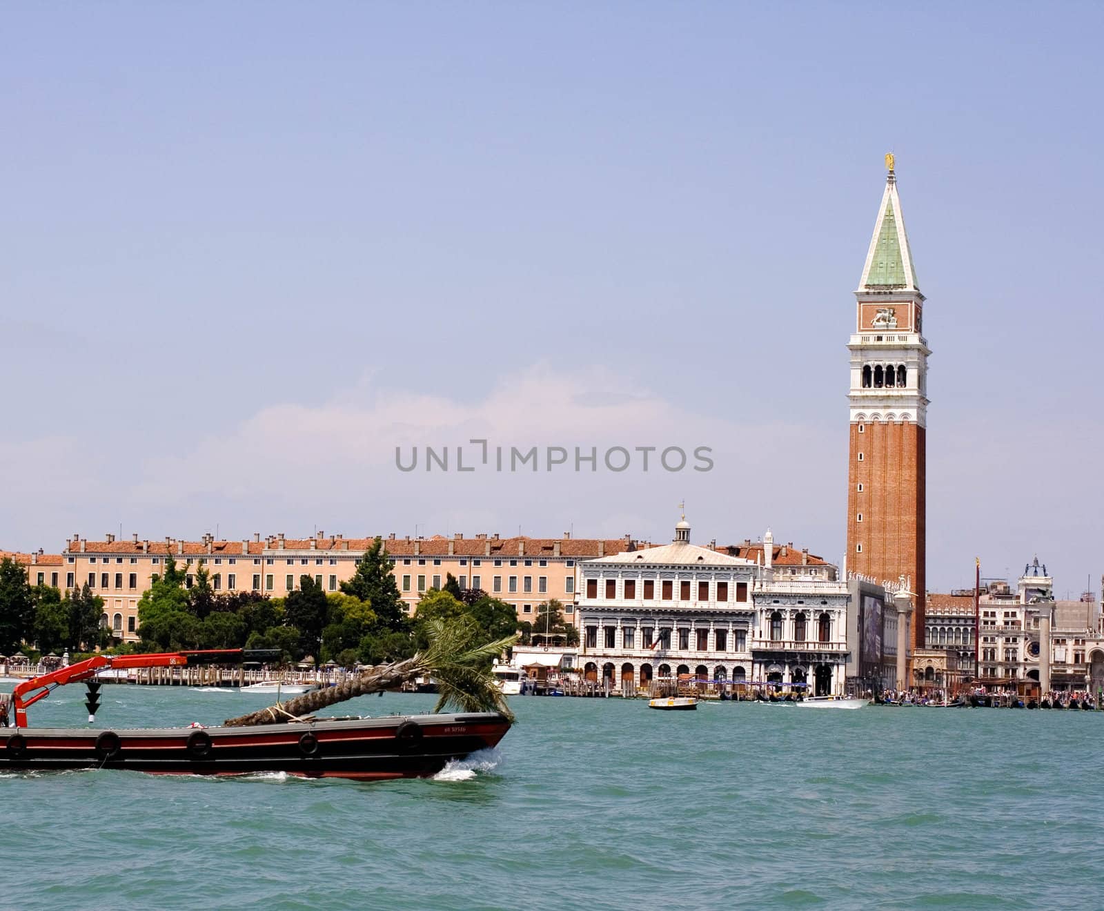View of boat in the Venice lagoon