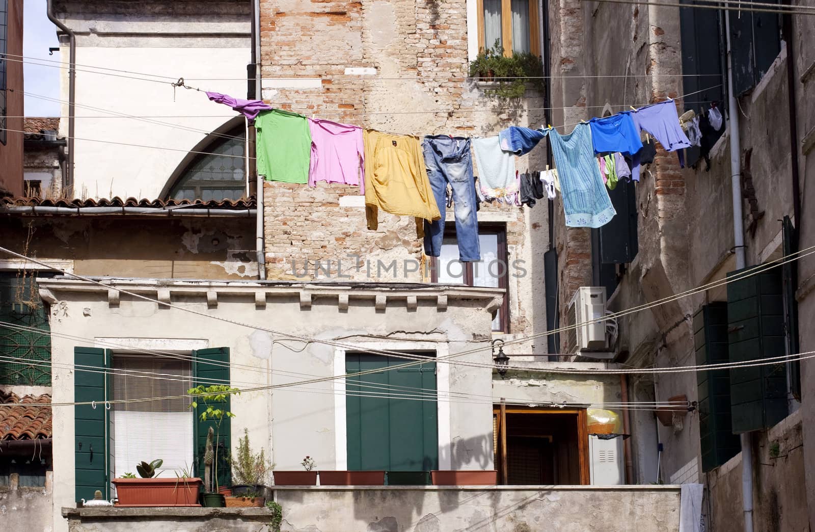 Laundry hanging to dry on a clothes-line