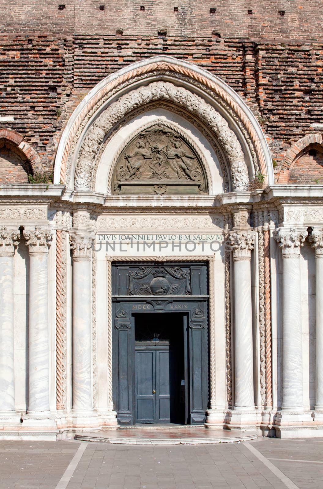 Entrance of St. Giovanni and Paolo Cathedral in Venice