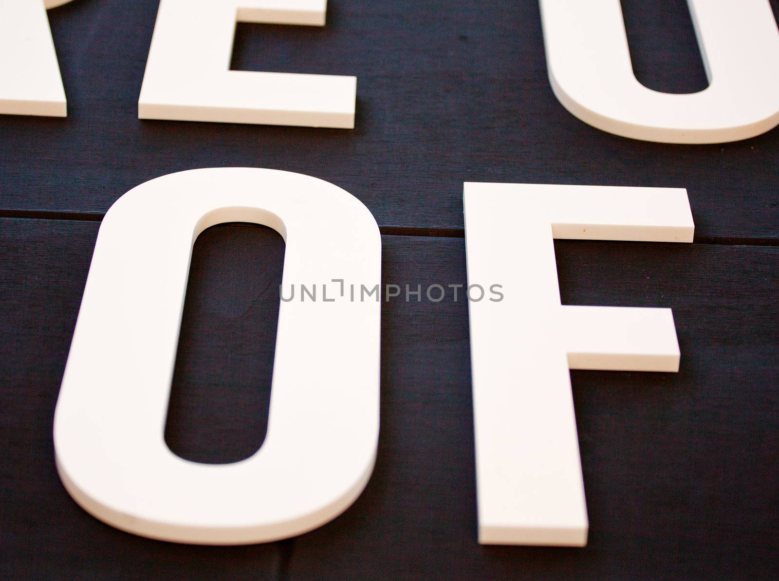White letters on a black backgrounds