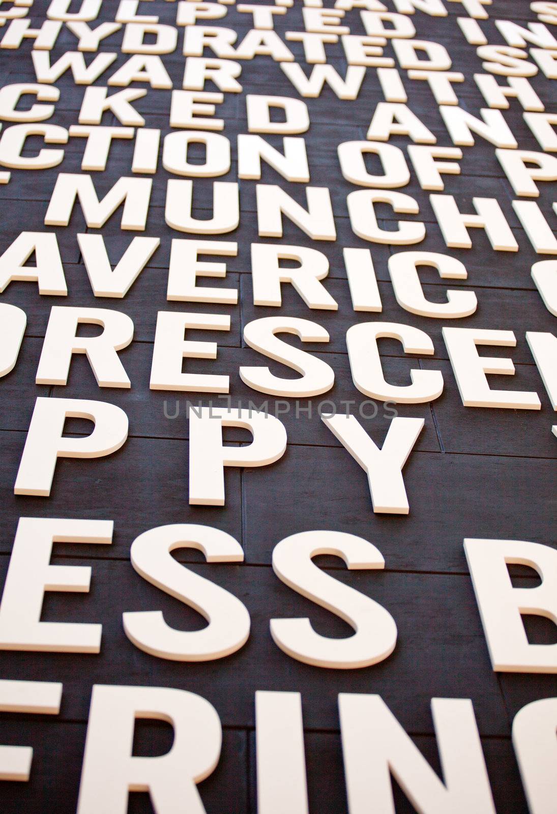 White letters on a black backgrounds