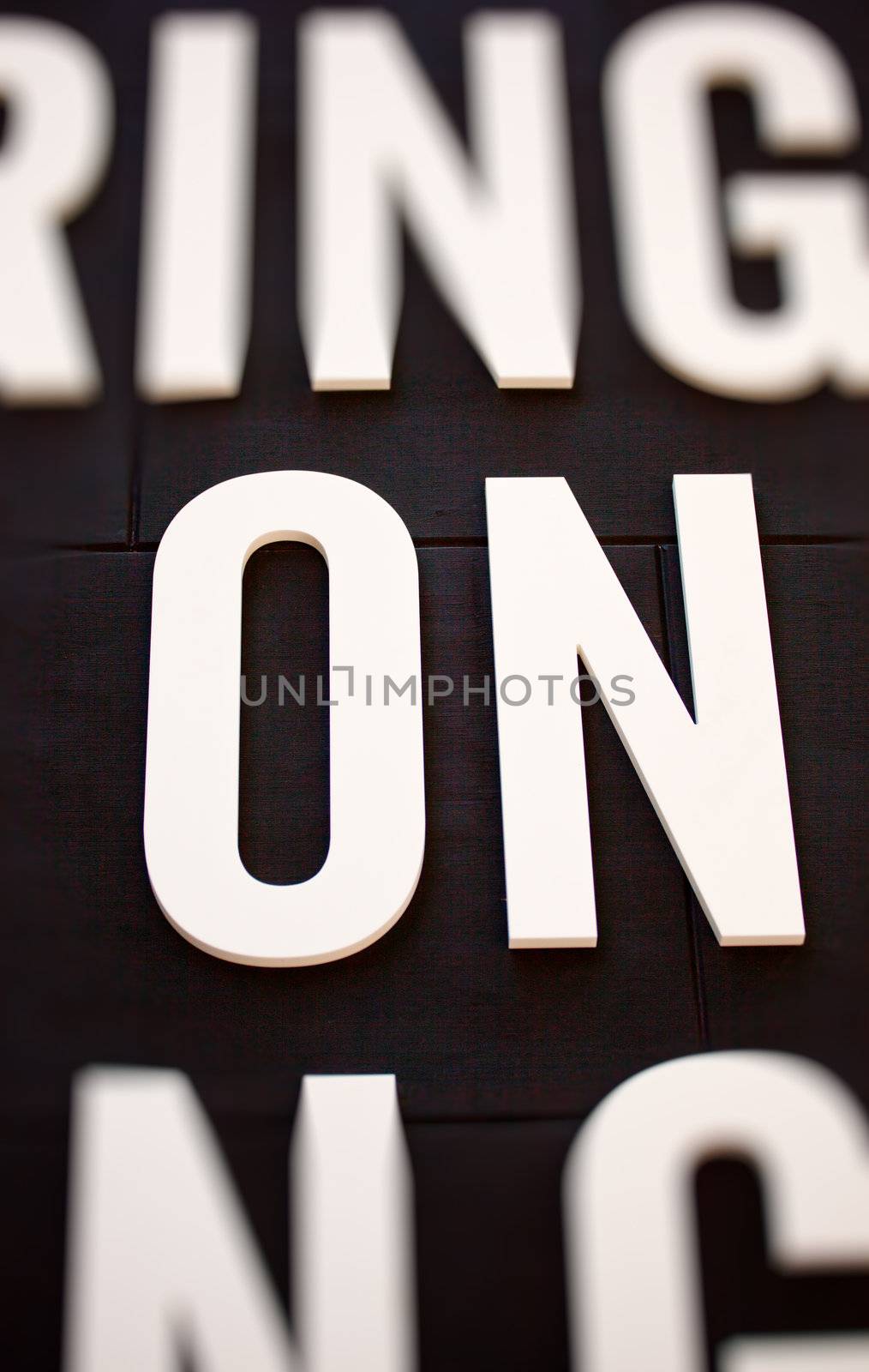 White letters on a black backgrounds